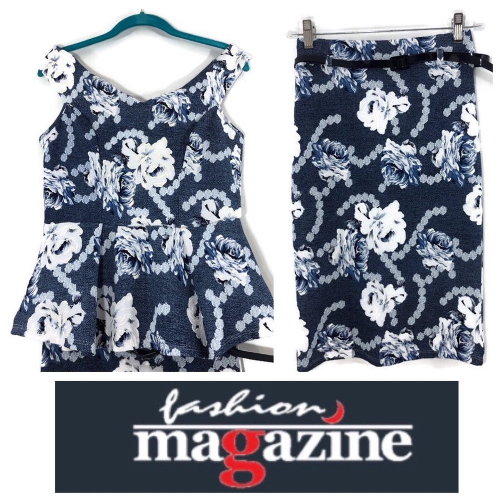 Fashion Magazine 2 Piece Pencil Skirt Set